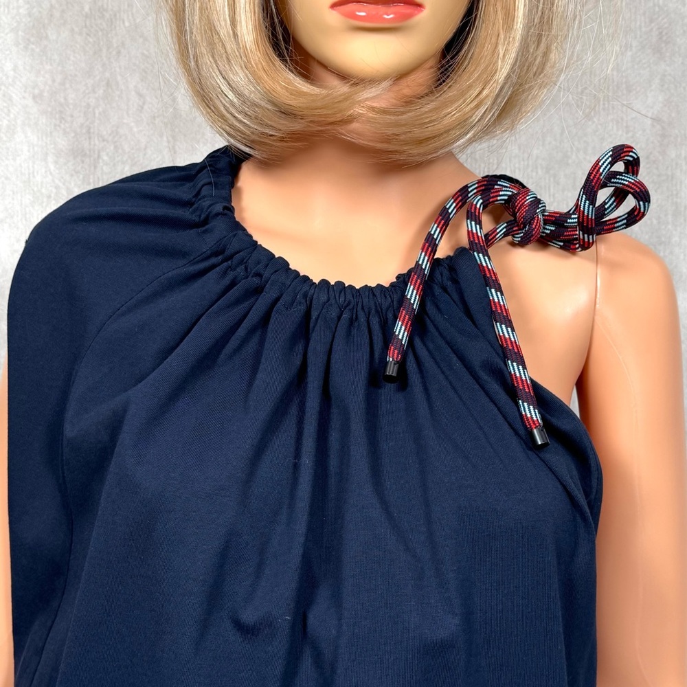 Dries Van Noten Blue Asymmetrical Tie Front Blouse